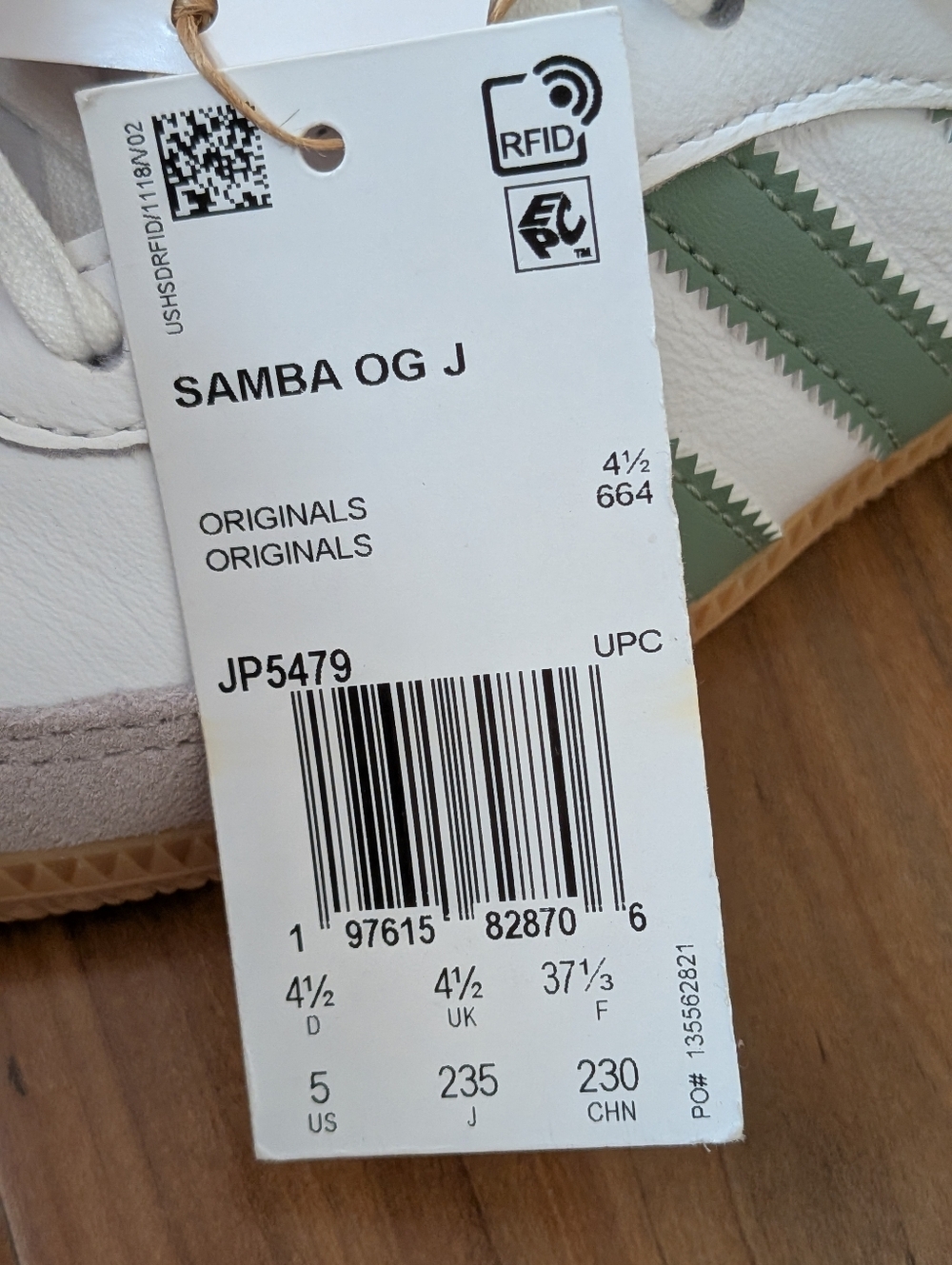 Adidas Samba OG J Silver Green/Cloud White Sneaker - Picture 9 of 14